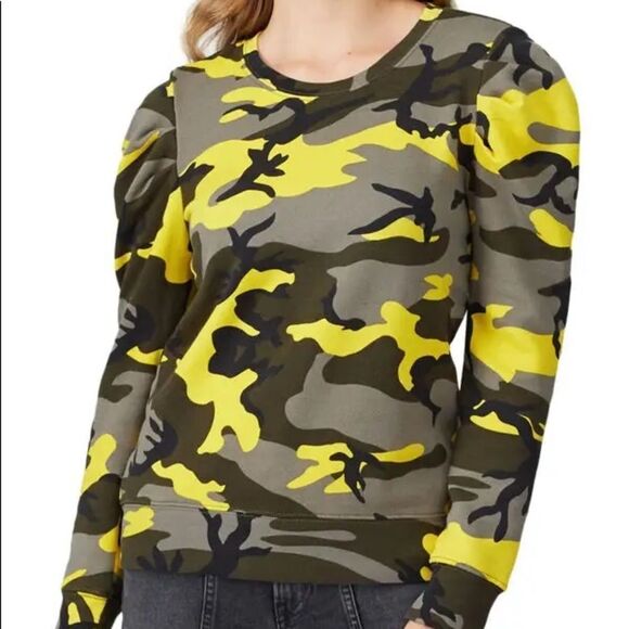 - 🎀Pam & GELA puff shoulder cotton sweatshirt in pop camo medium - Picture 5 of 7